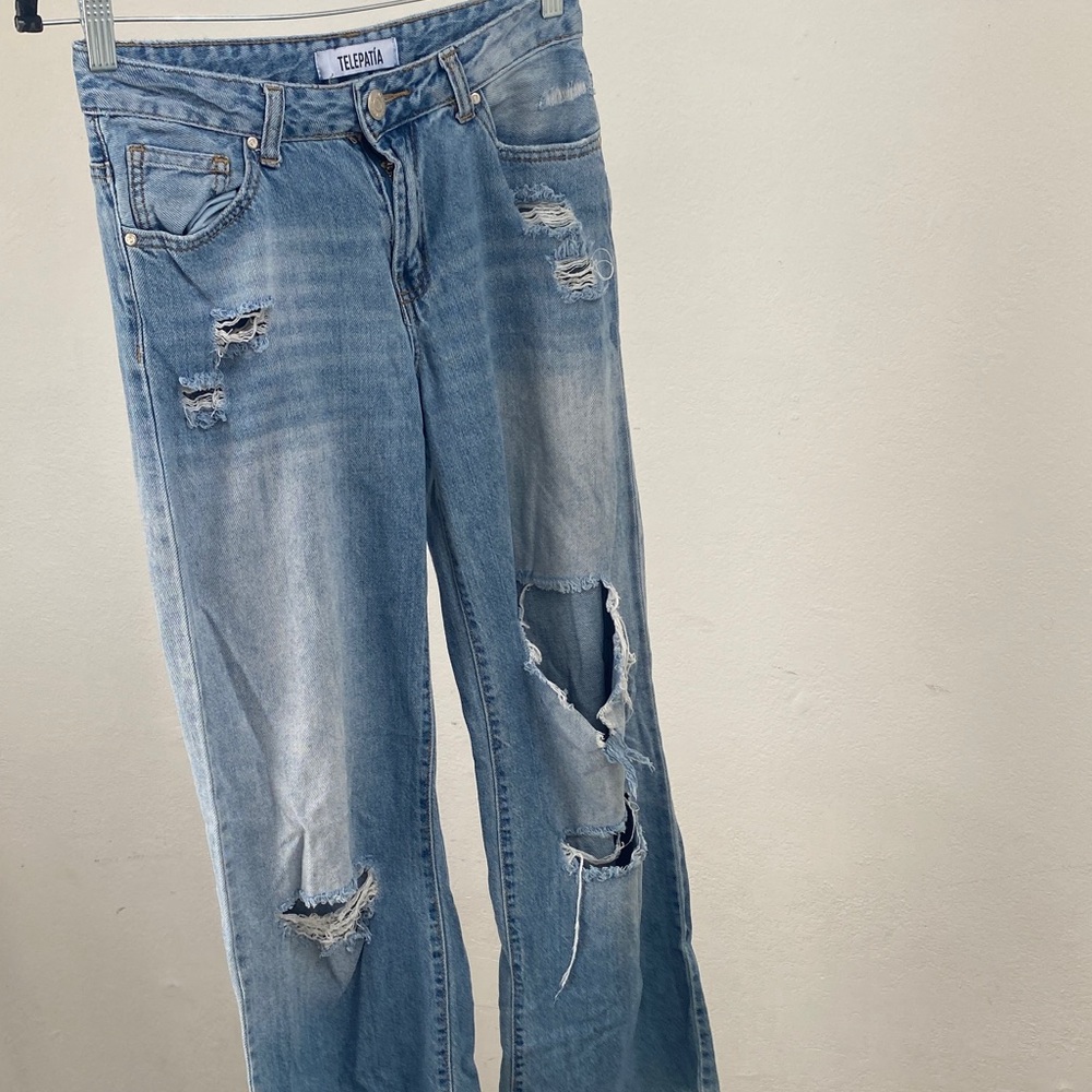Re/Done Light Blue Distressed Boyfriend Jeans